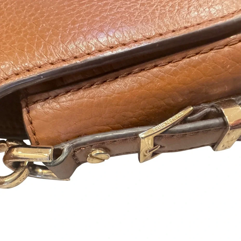 Michael Kors Bedford Legacy‎ Luggage Brown Leather Flap Crossbody 2003 EUC 9x5x3